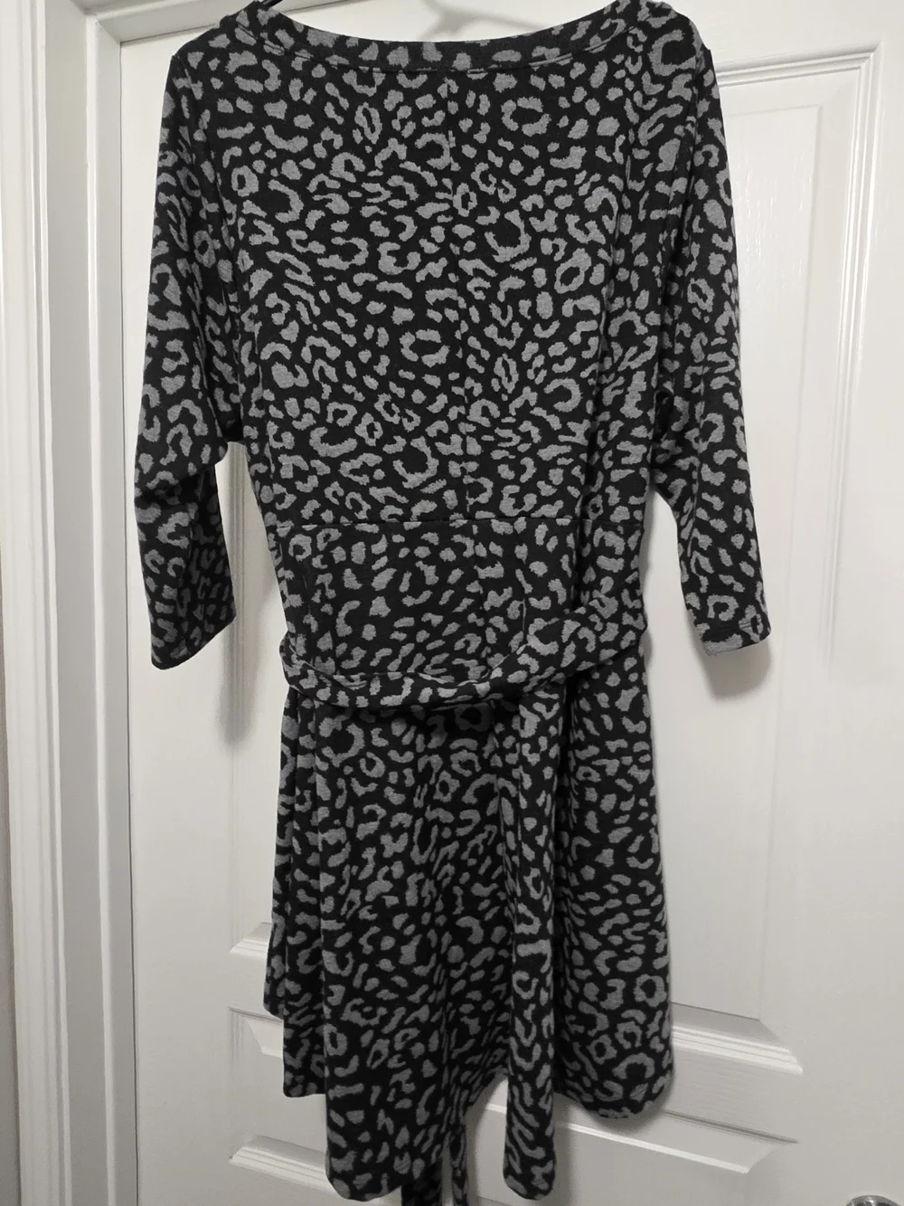 Lane Bryant Black and Gray Leopard High-Low Wrap Dress